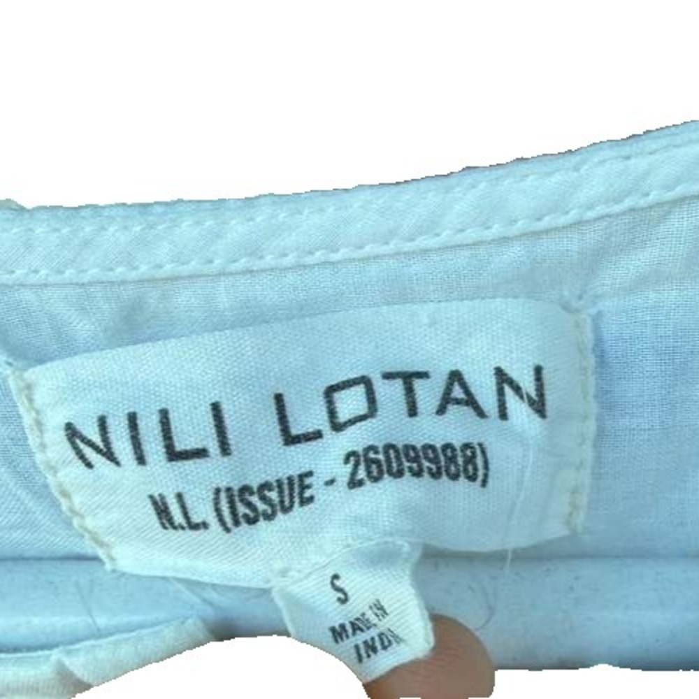 Nili Lotan Womens Embroidered Tunic Blouse White Blue Boho Peasant S Lagenlook‎ - Picture 6 of 6